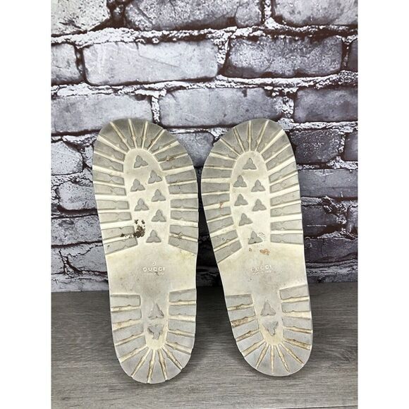 GUCCI Web White Rubber Logo Casual Slides Designer Sandals Men’s Sz 11M US/44EU - Picture 16 of 16